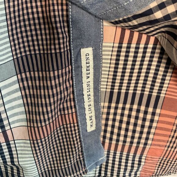 Tommy Bahama Jeans Men’s Medium Orange Western Plaid Long Sleeve‎ Button Down - Picture 7 of 11